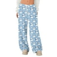 thumbnail image 1 of Women's Fleece Wide Leg Elastic Waist Drawstring Loose Christmas Print Pajama Sleep Pants, Light Blue, M, 1 of 4