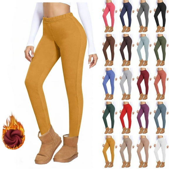 Women's Fleece Yoga Leggings with Pockets Velvet Warm Home Leggings Casual Close Fitting Leggings Long Pants