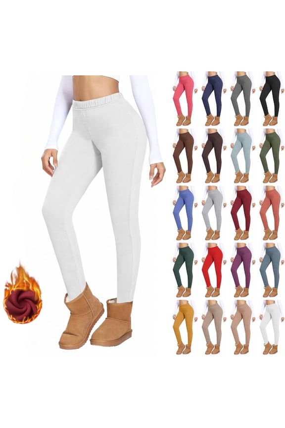 Women's Fleece Yoga Leggings with Pockets Velvet Warm Home Leggings Casual Close Fitting Leggings Long Pants