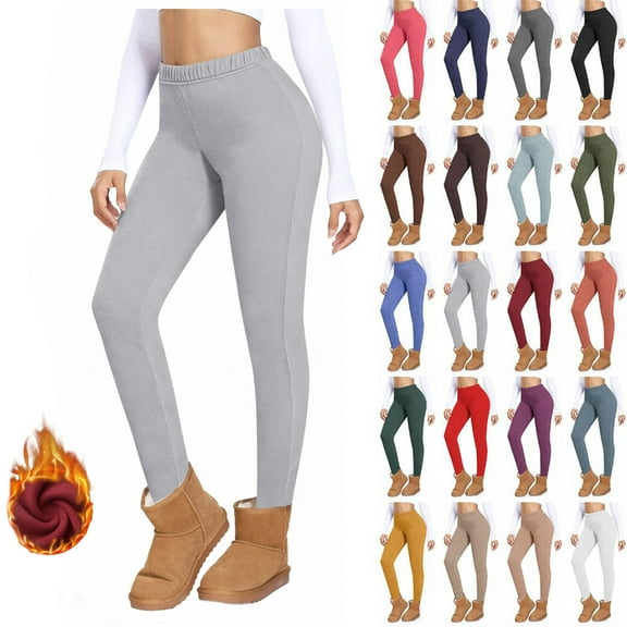 Women's Fleece Yoga Leggings with Pockets Velvet Warm Home Leggings Casual Close Fitting Leggings Long Pants