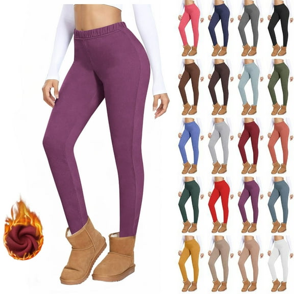 Women's Fleece Yoga Leggings with Pockets Velvet Warm Home Leggings Casual Close Fitting Leggings Long Pants