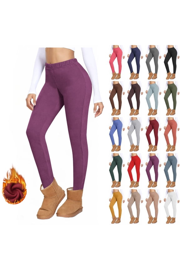 Women's Fleece Yoga Leggings with Pockets Velvet Warm Home Leggings Casual Close Fitting Leggings Long Pants