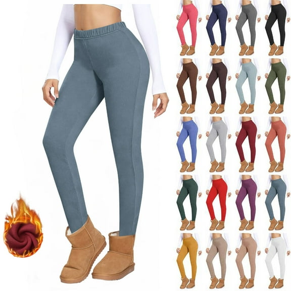 Women's Fleece Yoga Leggings with Pockets Velvet Warm Home Leggings Casual Close Fitting Leggings Long Pants