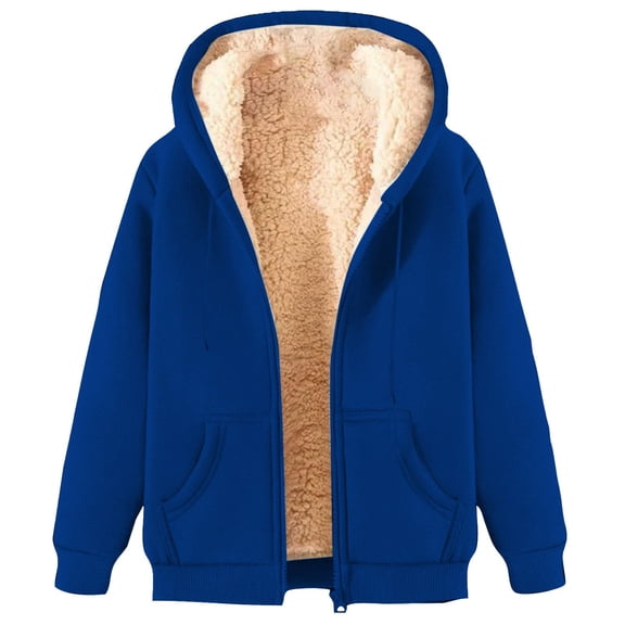 Women's Fleece Zip Up Hoodie Sherpa Lined Warm Cozy Winter Jacket with Pockets Casual Outerwear Sweatshirt