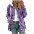 thumbnail image 1 of Women's Fleece Zip up Jacket with Pockets Oversized Long Sherpa Hoodie Fuzzy Jackets Winter Warm Coat, 1 of 5