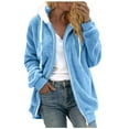 thumbnail image 1 of Women's Fleece Zip up Jacket with Pockets Oversized Long Sherpa Hoodie Fuzzy Jackets Winter Warm Coat, 1 of 5