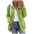 thumbnail image 1 of Women's Fleece Zip up Jacket with Pockets Oversized Long Sherpa Hoodie Fuzzy Jackets Winter Warm Coat, 1 of 5