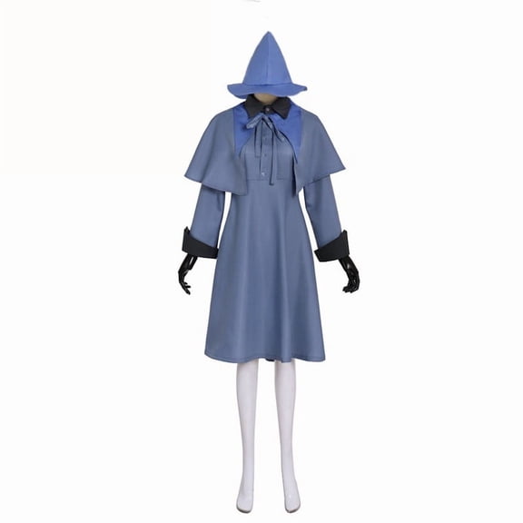 Women's Fleur Delacour Inspired Beauxbatons Light Blue Magic Academy Uniform Dress with Cape Collar