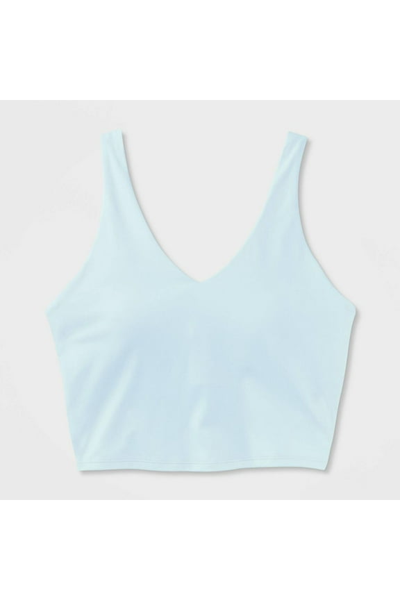 Women's Flex Light Support V-Neck Crop Sports Bra - All in Motion Light Blue 1X