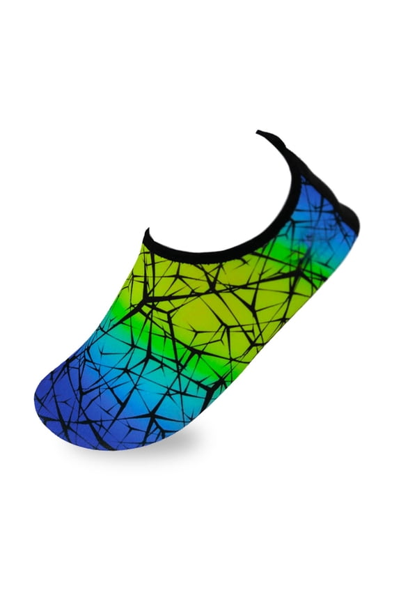 Women's Flexible Aqua Socks, Swim Shoes, Summer Outdoor Shoes For Water Sports, Pool, Sea, Beach Activities, Abstract Blue, 6-7