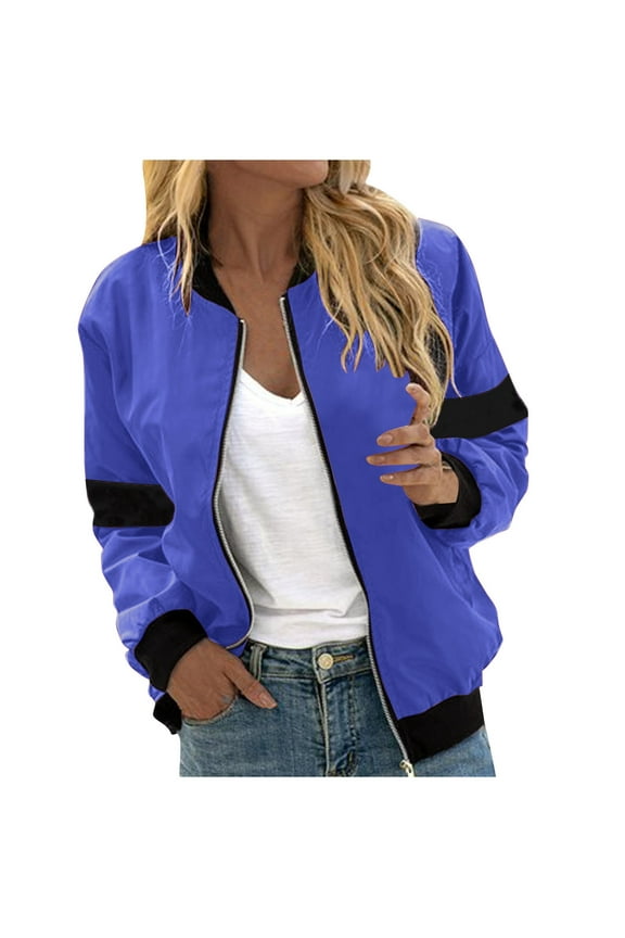 Women's Flight Bomber Jacket Lightweight Softshell Coat Sportswear Full Zipper Windbreaker Casual Outwear Tops