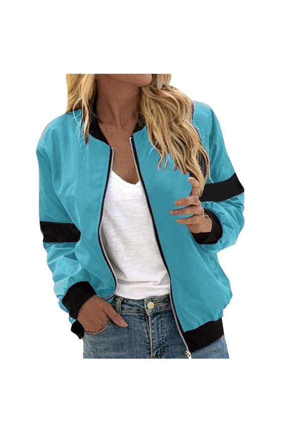 Women's Flight Bomber Jacket Lightweight Softshell Coat Sportswear Full Zipper Windbreaker Casual Outwear Tops