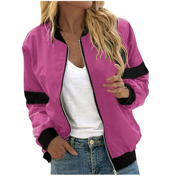 Women's Flight Bomber Jacket Lightweight Softshell Coat Sportswear Full Zipper Windbreaker Casual Outwear Tops