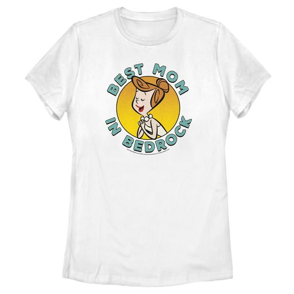 Women's Flintstones Best Mom in Bedrock  Graphic Tee White 2X Large