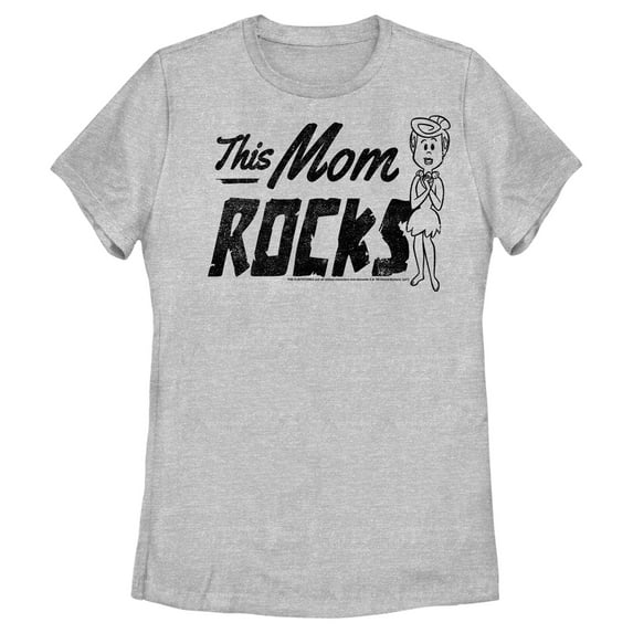 Women's Flintstones This Mom Rocks Graphic Tee Athletic Heather Small