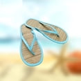 thumbnail image 1 of Women's Flip Flop Lightweight Indoor House Shoes Summer Beach Sandals Woven Straw Slippers (Blue 9), 1 of 3