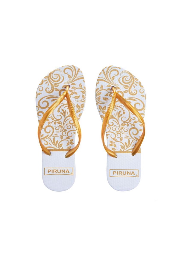 Women's Flip Flop Sandal Tree Leaves Gold