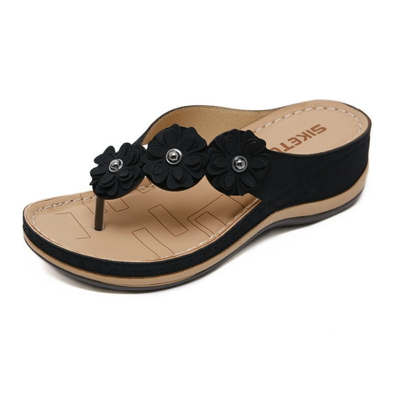 Women's Flip Flops Comfortable Mid Wedge Sandals for Women Gladiator Bohemian Summer Shoes Outdoor Clip Toe Beach Sandals