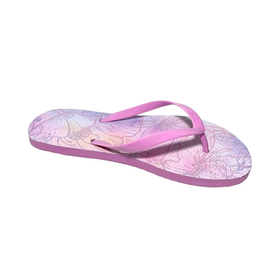 Women's Flip Flops Pink Floral Sandals, Small