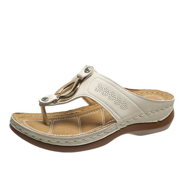 Women's Flip Flops with Arch Support Summer Orthopedic Sandals Casual Comfortable Platform Wedge Sandals Slip On Walking Shoes