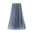 thumbnail image 1 of Women's Flocked Polka Dot Mesh Skirt A Line Tail Midi Skirt Elegant Party Wear Comfortable Stretchy Fashion Trendy, 1 of 2