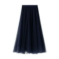 thumbnail image 1 of Women's Flocked Polka Dot Mesh Skirt A-Line Tail Midi Skirt Elegant Party Wear Casual Flowy Comfortable Stretch, 1 of 2