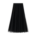 thumbnail image 1 of Women's Flocked Polka Dot Mesh Skirt A-Line Tail Midi Skirt Elegant Party Wear Casual Flowy Comfortable Stretch, 1 of 2