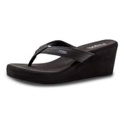 FLOJOS Womens Olivia Vintage Wedge Sandal, Black, 9
