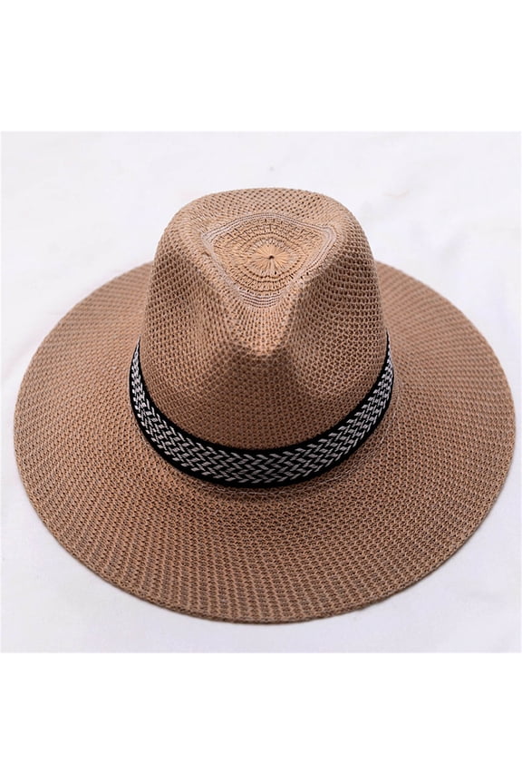 Women's Floppy Sun Hat, Foldable Wide Brim Straw Hat for Beach and Travel, Summer Sun Protection Hat, Casual Boho Sunscreen Bucket Hat - Khaki