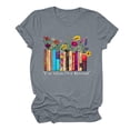 thumbnail image 1 of Women's Flora Book Graphic Tees Short Sleeve Loose Fit Flowy Tunic Tops Dressy Casual Tops Book Lover T shirts Round Neck Blouse Fashion 2024 Vintage Summer Clothes for Teen Girls Gray T Shirts XL, 1 of 3
