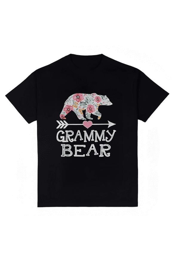 Women's Floral Bear with Arrow and Heart Grammy Bear T-Shirt S-4XL