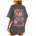 thumbnail image 1 of Women's Floral Butterfly Graphic T-Shirt Short Sleeve Crew Neck Casual Summer Top, 1 of 6