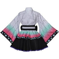 Women's Floral Butterfly Kochou Shinobu Themed Japanese-Style Outfit Dress - Elegant Two-Piece Set with Belt