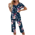 thumbnail image 1 of Women’s Floral Capri Pajama Set – Short Sleeve Lounge Set (2025 Spring/Summer Cozy Essential), 1 of 6