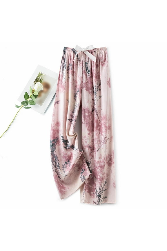 Women's Floral Capri Pants Elastic Waist Wide Leg Casual Lounge Pants Comfortable Bottoms for Grocery Runs, Coffee Runs