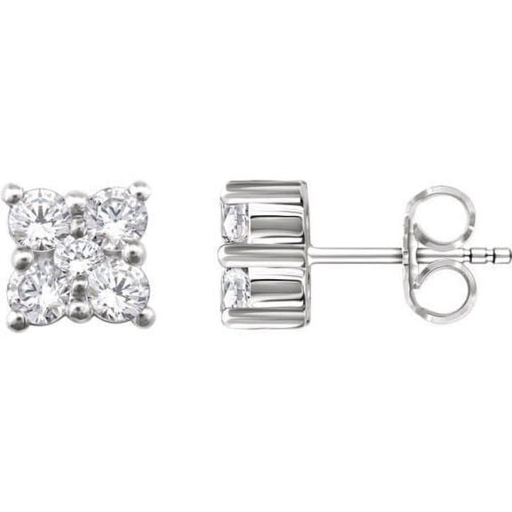 Women's Floral Cluster Stud Earring White Gold Plated 1Ct Round Cut Lab Created Diamond