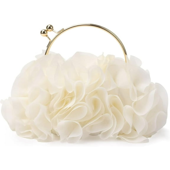Women's Floral Clutch Satin Flower Evening Bag Prom Tote Handbags