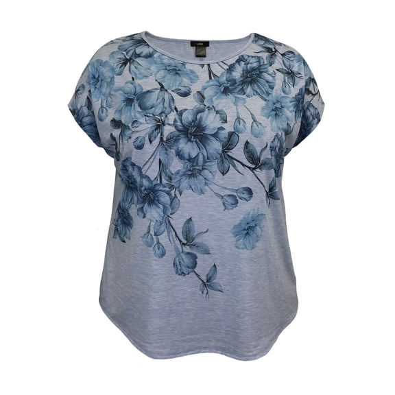 Women's Floral Crew Neck Dolman Short Sleeve Print Top