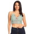 thumbnail image 1 of Women's Floral Crochet Lace Spaghetti Strap Bralette Crop Bikini Top, 1 of 7
