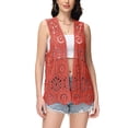thumbnail image 1 of Women's Floral Crochet Lace Trim Open Front Cardigan, 1 of 6
