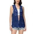 thumbnail image 1 of Women's Floral Crochet Lace Trim Open Front Cardigan, 1 of 6