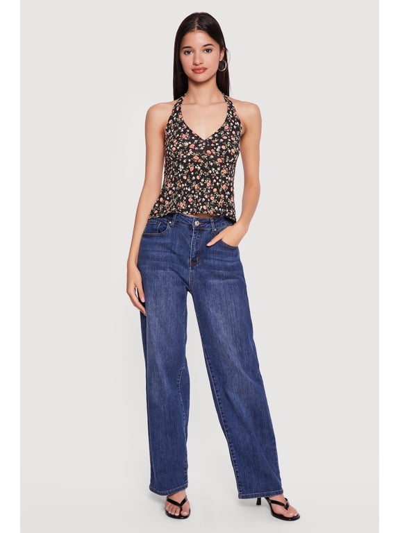 Women's Floral Cropped Halter Top
