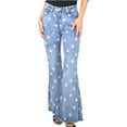 thumbnail image 1 of Women's Floral Daisy Embroidered Mid Rise Bell Bottom Jeans-X Large, Star Blue, 1 of 6