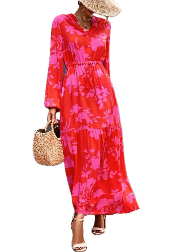long sleeve maxi dresses Emory High Neck Balloon Dress | Arcadian Blue | JUNE260 neckline (and V Maxi Easter Sundress Long Color:Black/Silver