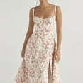 thumbnail image 1 of Women's Floral Dress Summer Sexy Sleeveless Spaghetti Straps Boho Flowers Long Dress with Slit, 1 of 6