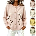 thumbnail image 1 of Women's Floral Embroidered Cardigan Button Down Crew Neck Long Sleeve Casual Sweater, 1 of 5