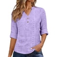 thumbnail image 1 of Women's Floral Embroidered Cotton Linen Blouse，Linen Tunic Tops Embroidered Tunic Embroidery Top Embroidered T Shirts Cotton Linen Tops Embroidery Shirts For Women Peasant Blouses For Women, 1 of 4