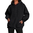 thumbnail image 1 of Women's Floral Embroidered Hoodie Sweatshirt, Long Sleeve Kangaroo Pocket Relaxed Pullover Top for Casual Everyday Wear, 1 of 4