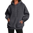 thumbnail image 1 of Women's Floral Embroidered Hoodie Sweatshirt, Long Sleeve Kangaroo Pocket Relaxed Pullover Top for Casual Everyday Wear, 1 of 4