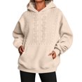thumbnail image 1 of Women's Floral Embroidered Hoodie Sweatshirt, Long Sleeve Kangaroo Pocket Relaxed Pullover Top for Casual Everyday Wear, 1 of 4